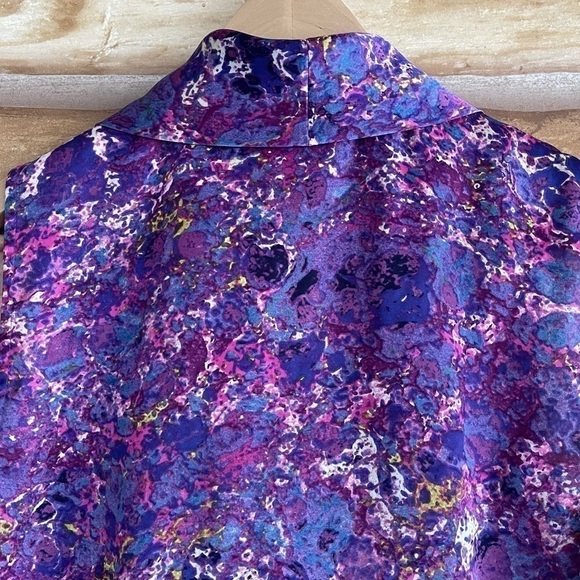 Coldwater Creek colorful faux wrap shawl neck sleeveless fitted blouse size S - Picture 13 of 16